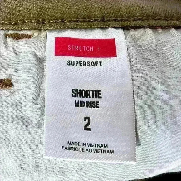 Express Olive Brown Mid Rise Shortie, Soft Stretch Denim, Size 2 - Picture 4 of 8